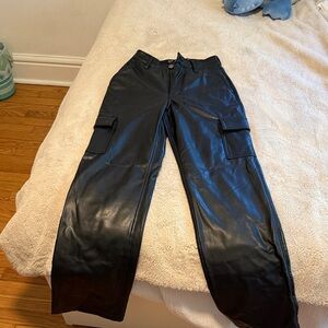 Hollister women’s faux leather cargo pants 
Straight leg